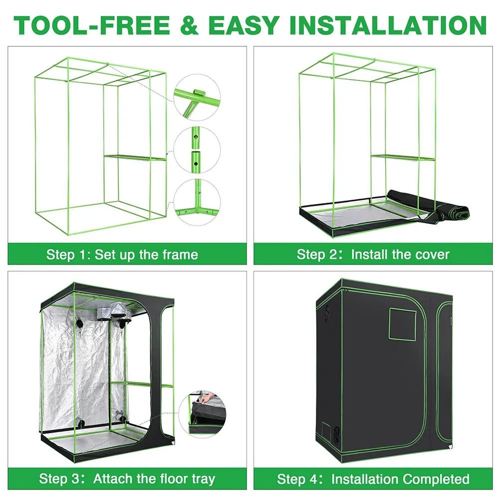 TheLAShop 2 in 1 Grow Tent with Shelf 5x4x6.7ft Hydroponic Grow Room