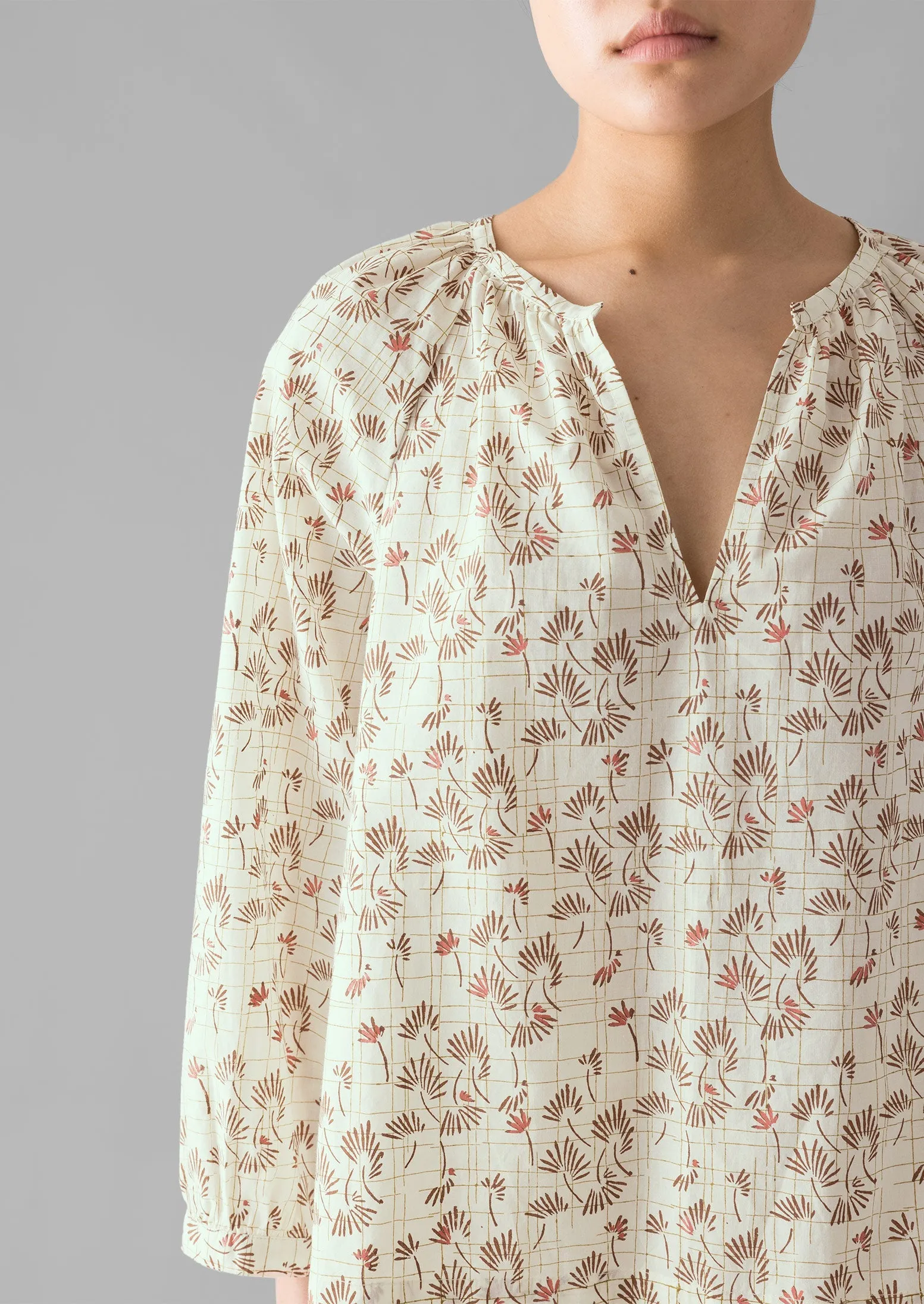 Trellis Floral Block Print Pajamas | Ecru