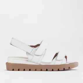 Triple Velcro straps Sandal in White - 12667