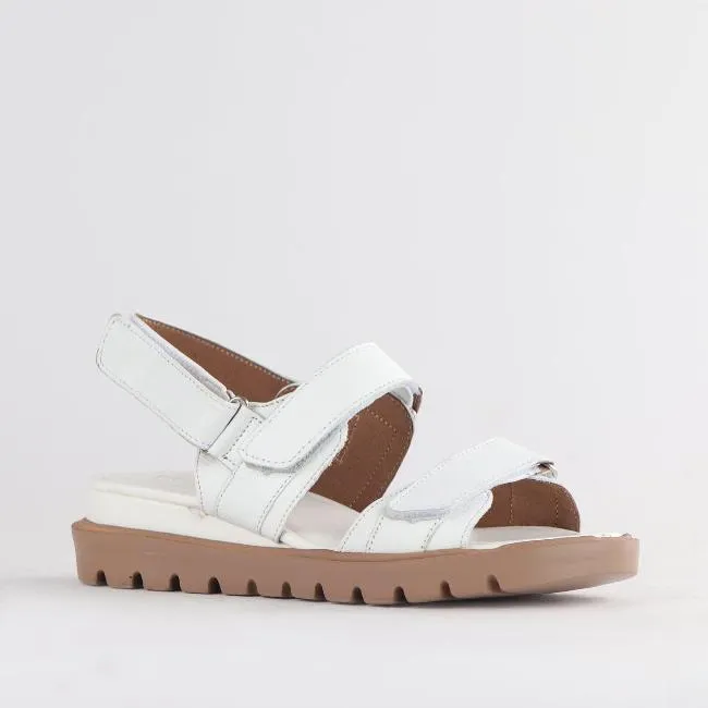 Triple Velcro straps Sandal in White - 12667