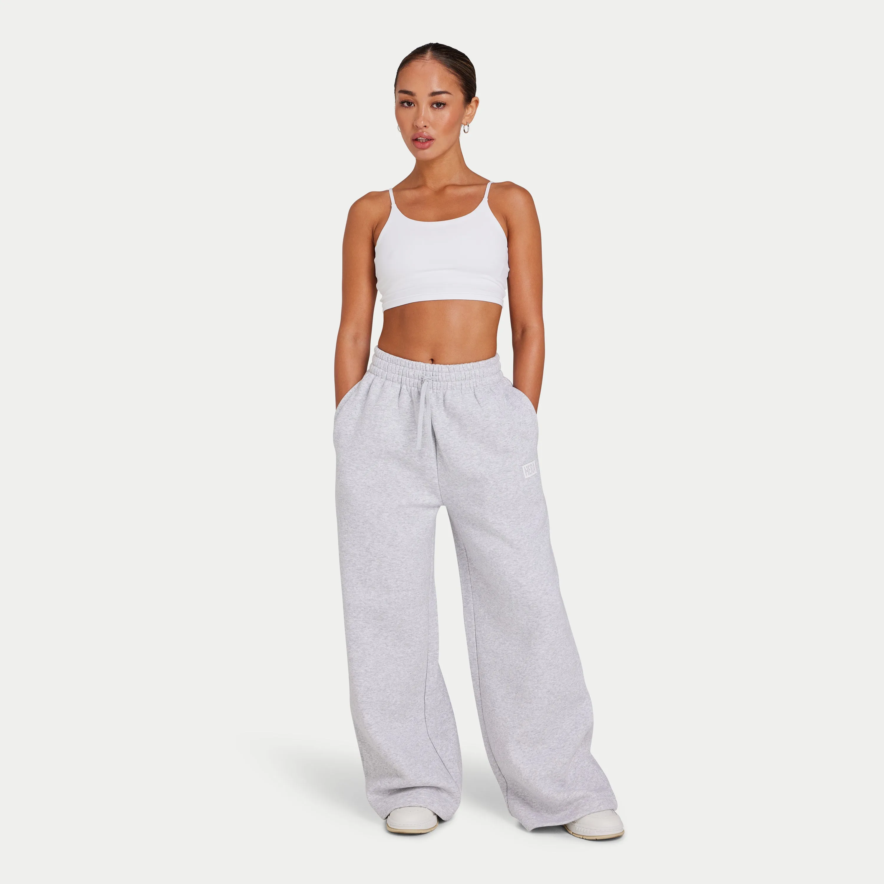 Womens Collective Wide Leg Sweatpant - Grey Marl