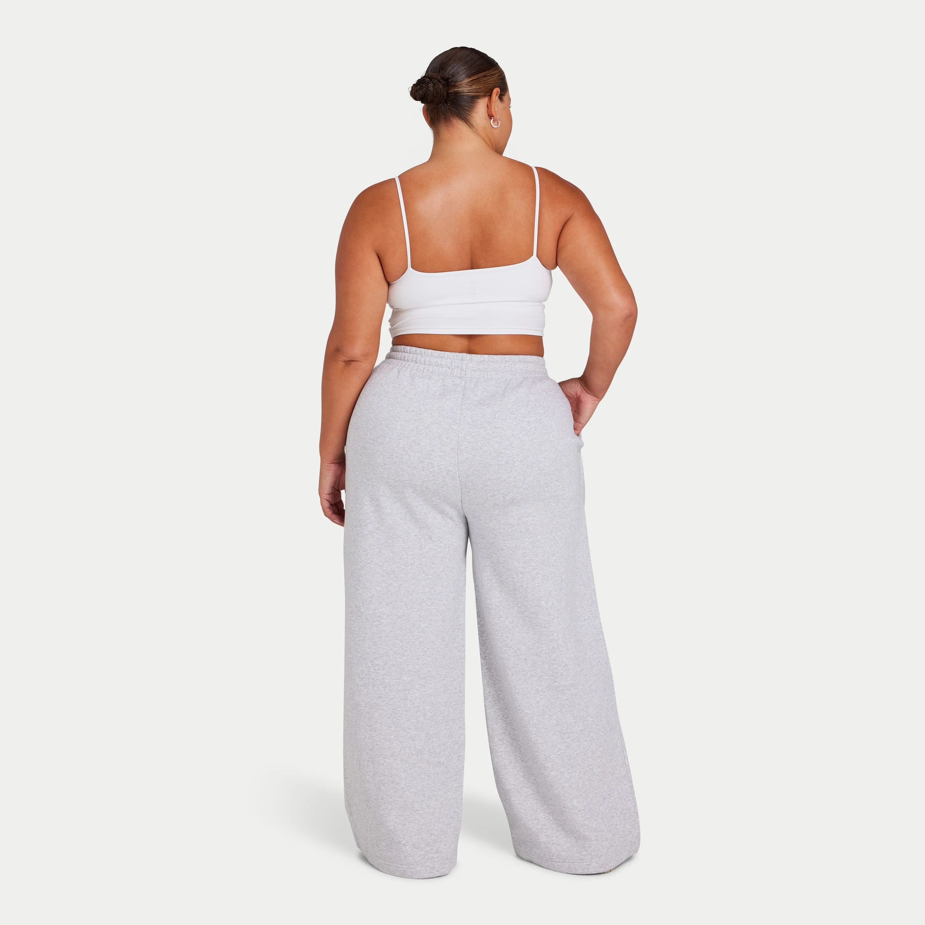 Womens Collective Wide Leg Sweatpant - Grey Marl