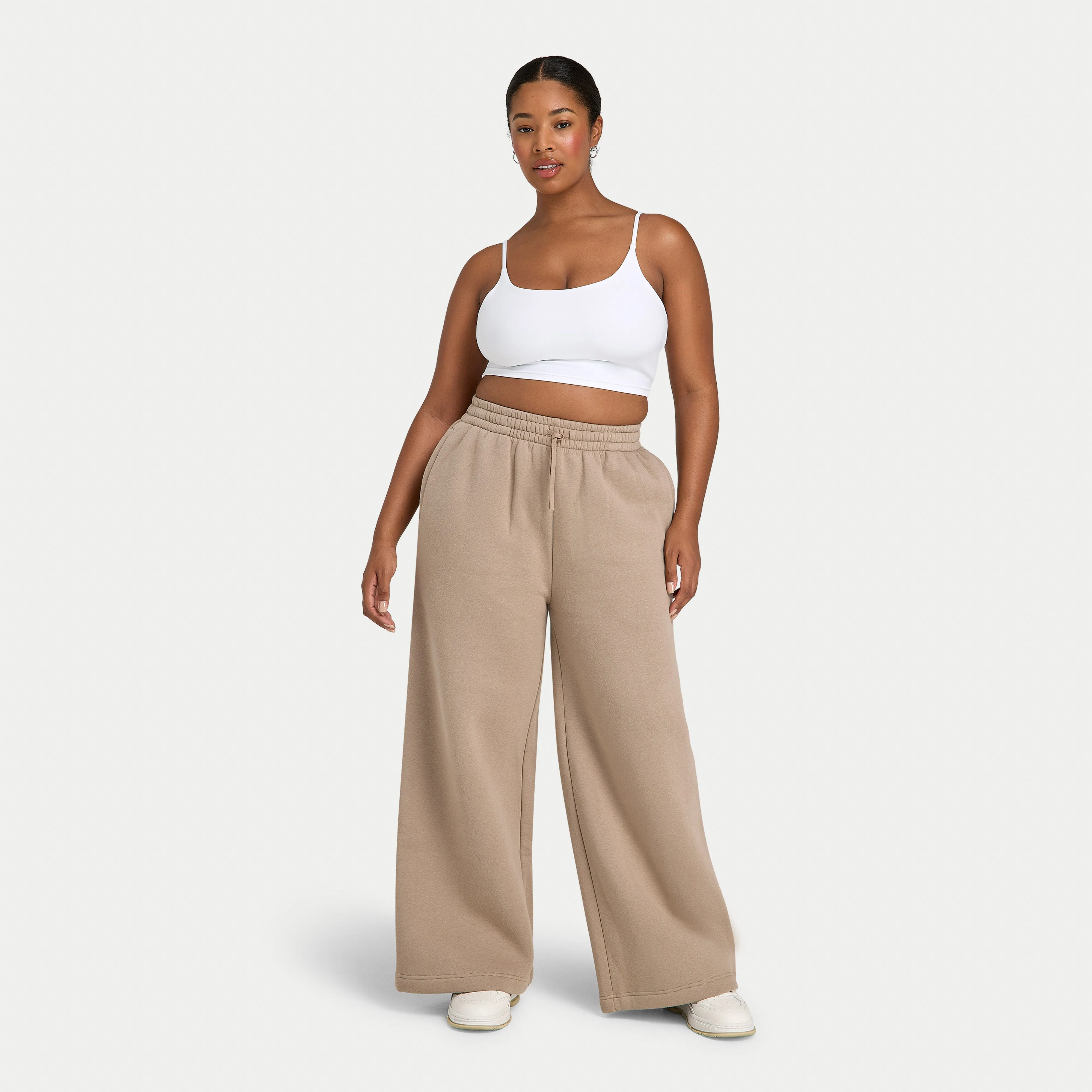 Womens Collective Wide Leg Sweatpant - Mocha