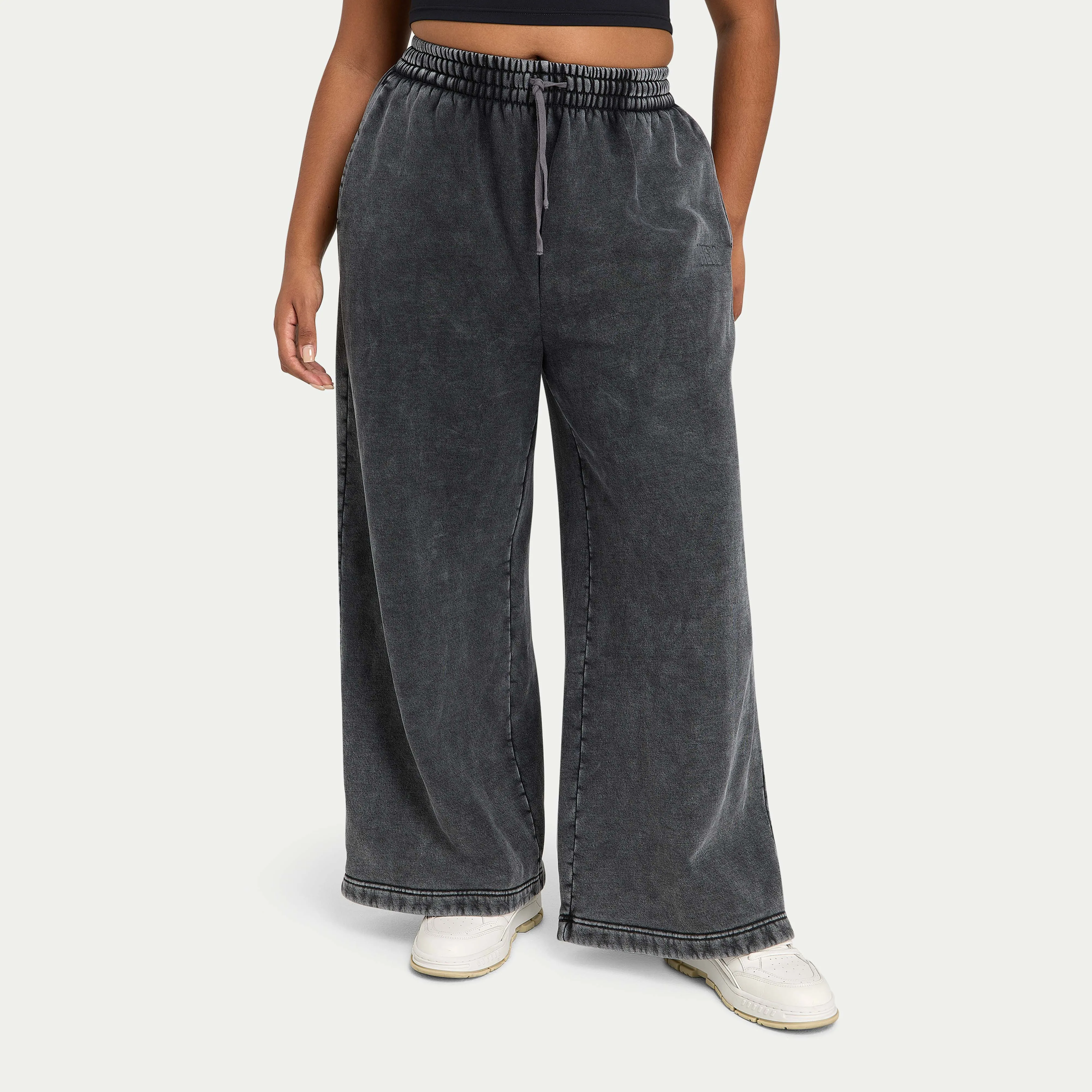 Womens Collective Wide Leg Sweatpant – Washed Black