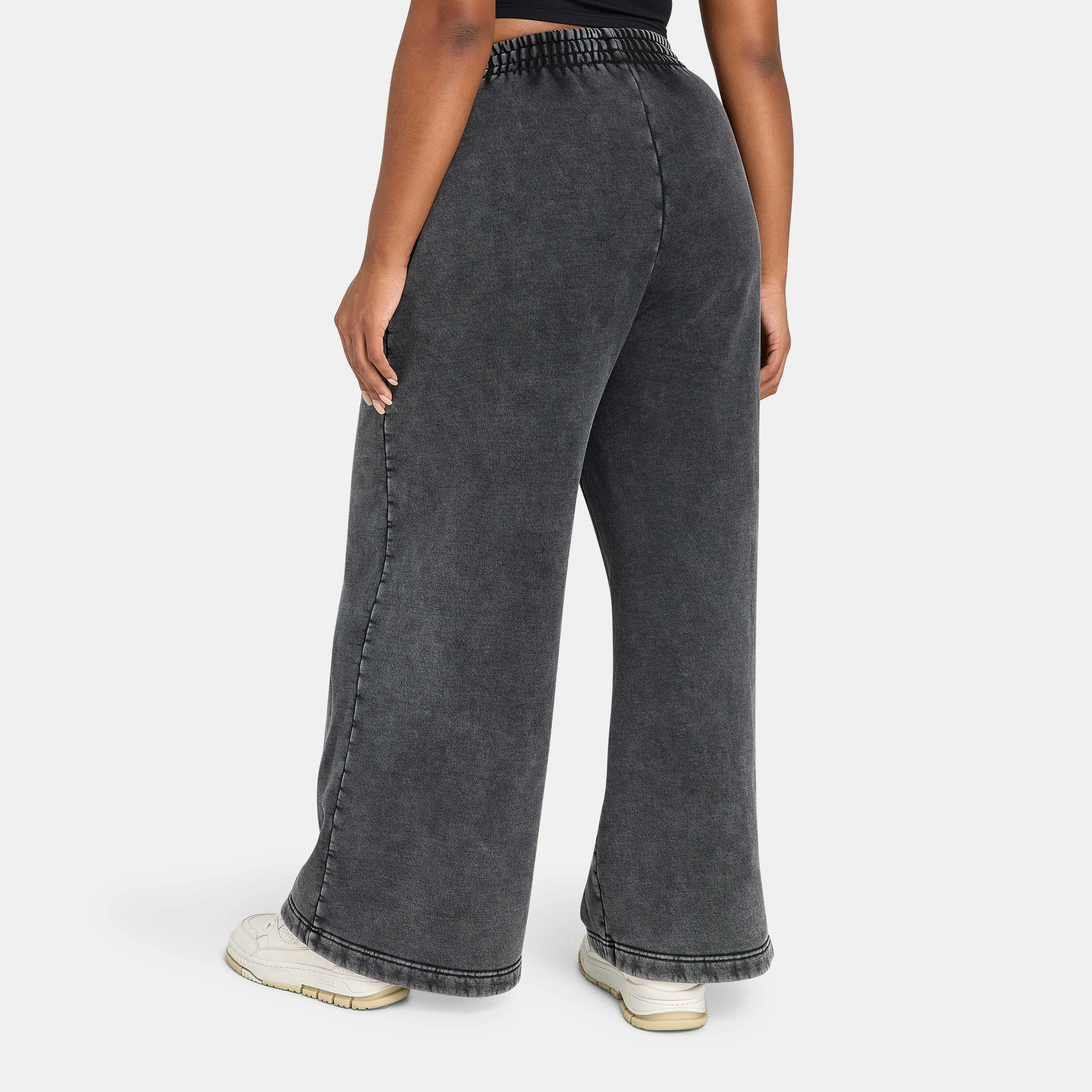 Womens Collective Wide Leg Sweatpant – Washed Black