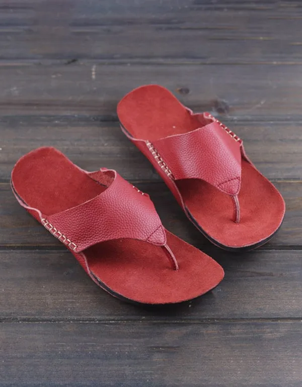 Women's summer Leather Flip-flops Slippers