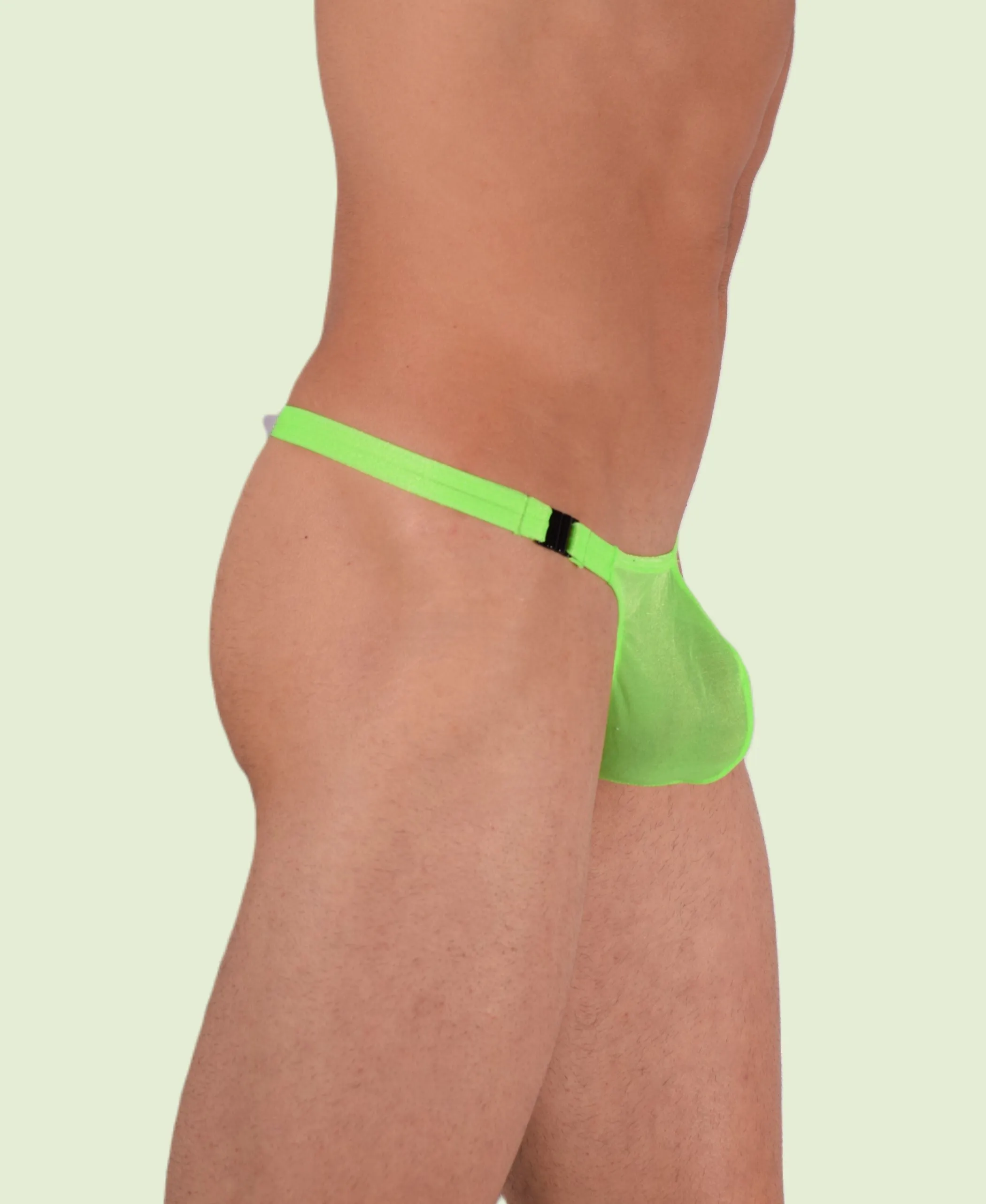 XS/S SMU Mens Detachable Sheer Flashing lime thong 33382 MX11