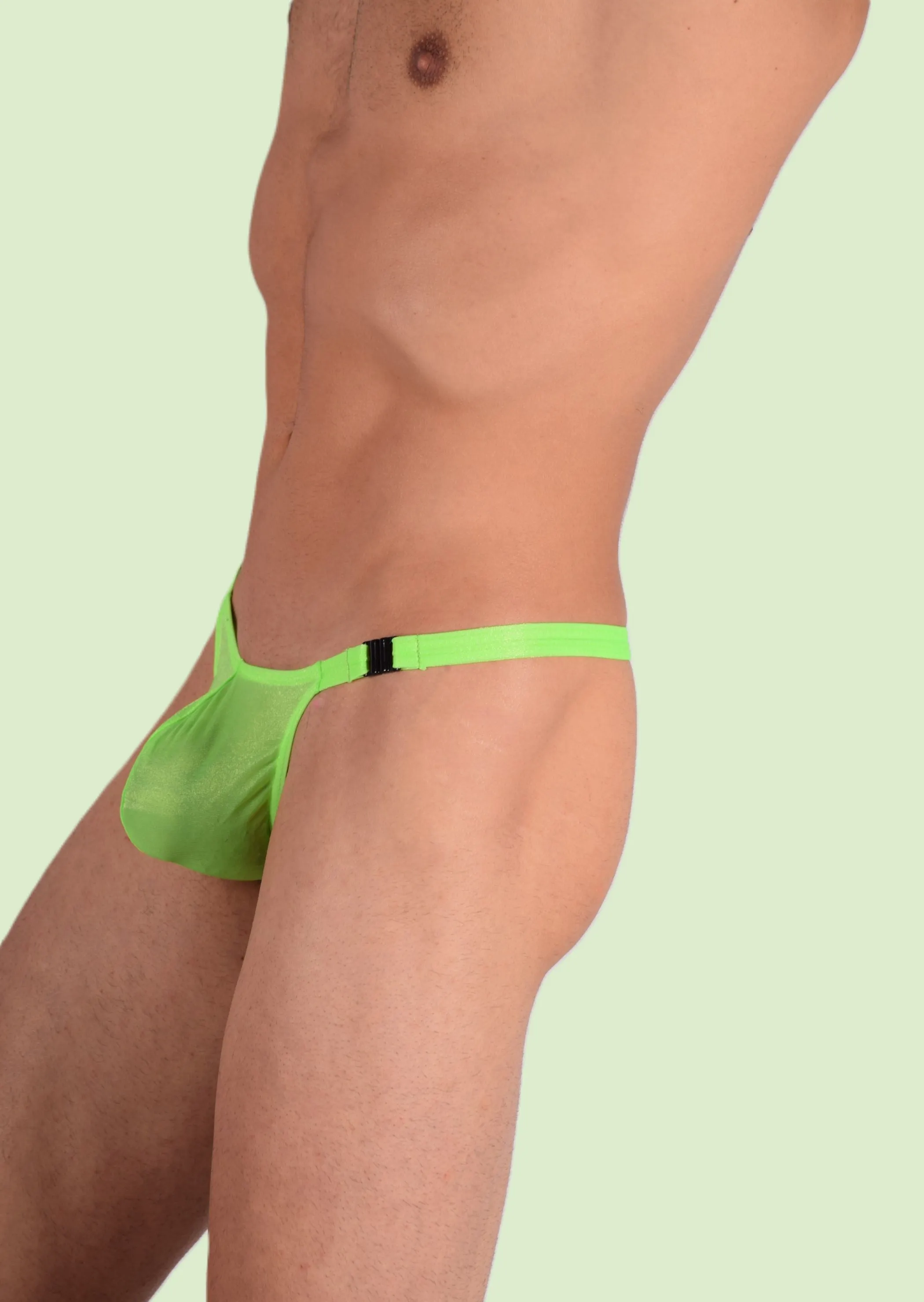 XS/S SMU Mens Detachable Sheer Flashing lime thong 33382 MX11